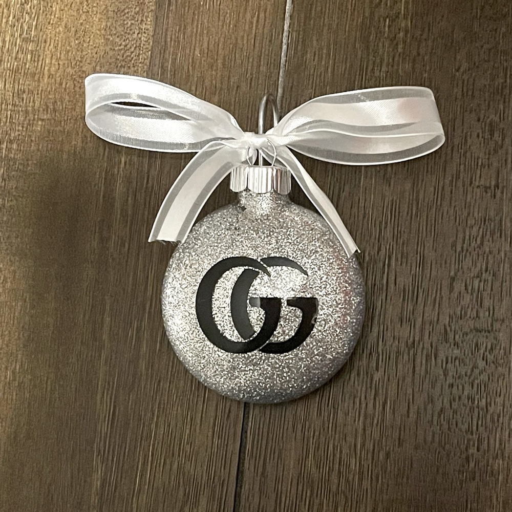 Custom Silver Glitter Christmas Ornament